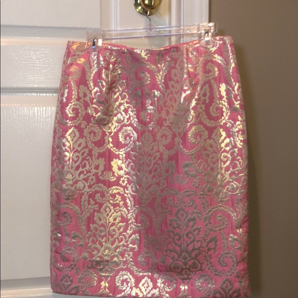 Sunny Leigh Pink Gold Pencil Skirt Sz 6 #0012